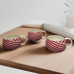 Starbucks Mint Candy  Peppermint Swirl 12FL Oz Mugs| Red White ~SET OF 3